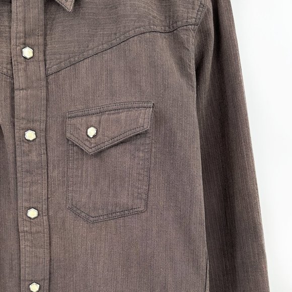 The Flat Head Made in Japan Brown Denim Snap Button Americana Western Shirt - Picture 3 of 8